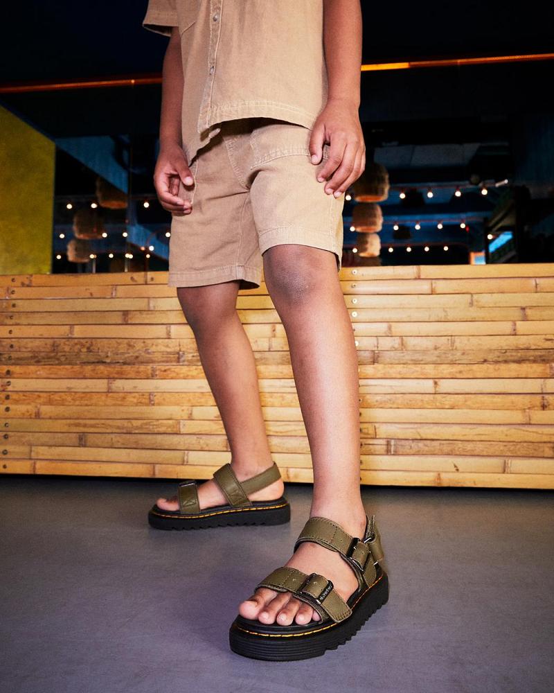 Dr Martens Junior Kyle Leren Sandalen Kinderen Olijfgroen | NL 104DFM